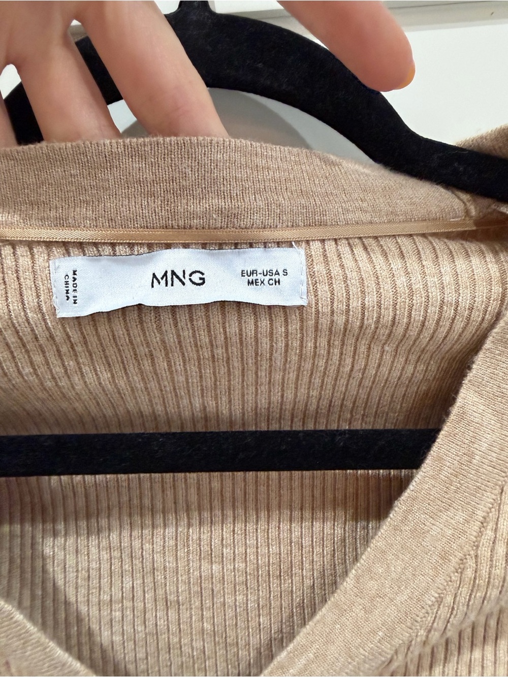 Mango Beige Ribbed Button-Up Cardigan - Picture 2 of 3